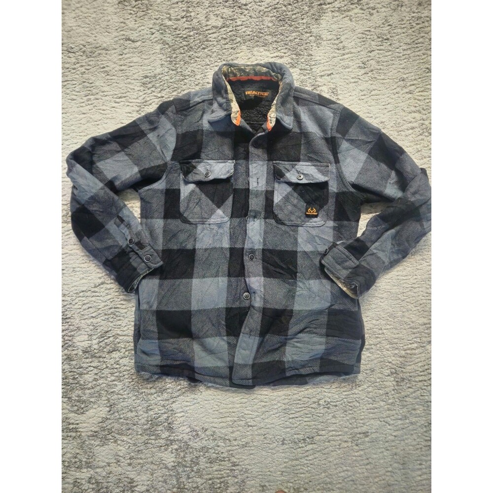 Realtree Flannel Shacket Men's Size M NEW Red Black Plaid Sherpa Fleece Lined